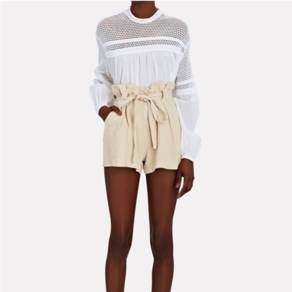 L’Agence Light Sand Hillary Paperbag Shorts NWT Size 25 Summer Coastal Luxury